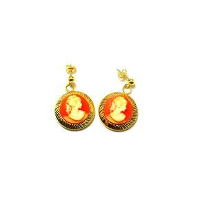 Vintage Victorian Cameo earrings (nickel coin size) 14K 1/20 Yellow Gold Filled